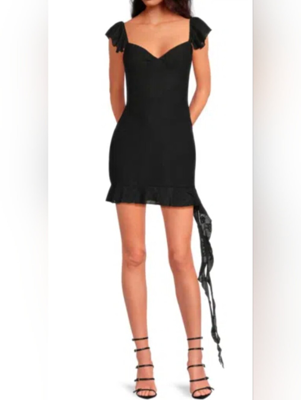WeWoreWhat Black Ruffle Mini Dress